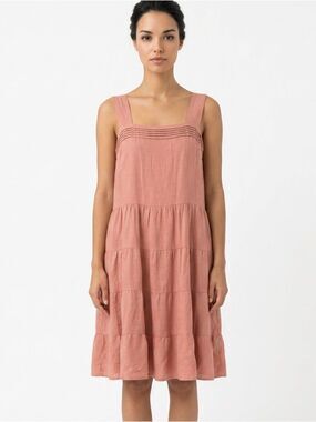 REMIXMESS | Orange Knee Length Keyhole Back Boho Dress Women’s Size Small